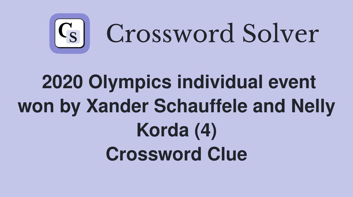 2020 Olympics individual event won by Xander Schauffele and Nelly Korda